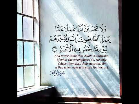 ولا تحسبن الله غافلا عما يعمل الظالمون إنما يؤخرهم ليوم تشخص فيه الأبصار إبراهيم ٤٢