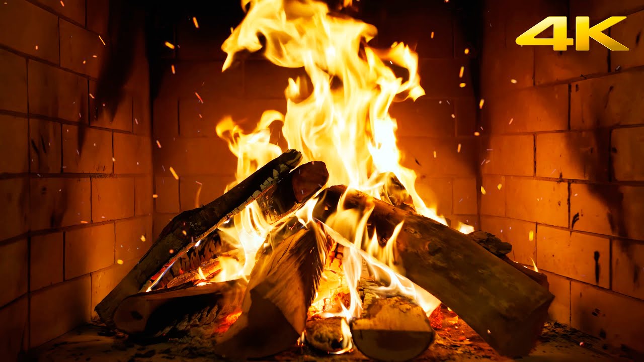 🔥 Камин с мягким треском и тлеющими углями для уютных рождественских вечеров (Fireplace 4K)