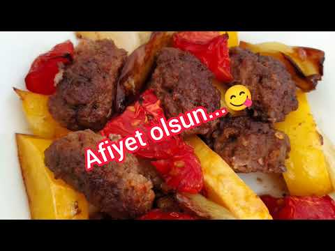 #yemektarifi 2 Kişilik Az Yağlı Fırında Köfte patates ???? (5 dakikada Fırında ????)