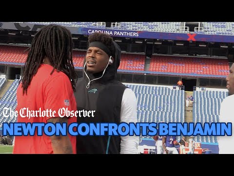 panthers'-cam-newton-shares-words-with-bills'-kelvin-benjamin