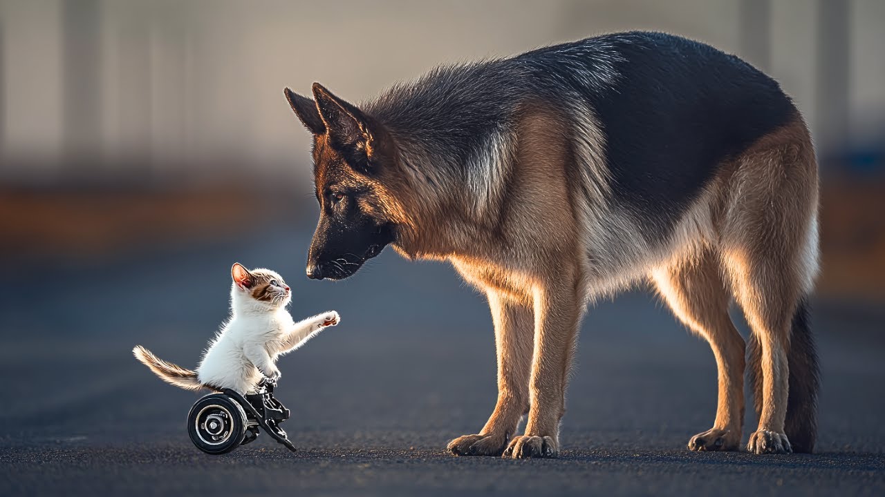 Disabled Kitten Begged A Giant Dog For Help, What The Dog Did Next Is A MIRACLE!
