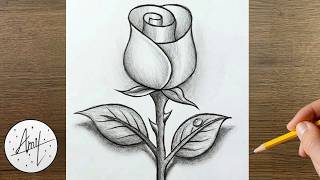 How to Draw a Rose in charcoal – An easy, simple step-by-step tutorial on drawing a flower
