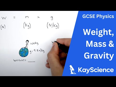 وزن = بڑے پیمانے پر x گرویاتی میدان کی طاقت | W = mxg | جی سی ایس ای فزکس (9-1) | kayscience.com