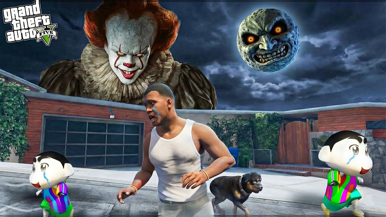 Franklin and Shinchan Attacked by the Evil Moon at Night! 👹🌕 | GTA 5