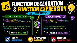 Details JavaScript Function Declaration vs Function Expression 🔥 | Interview Questions Guide