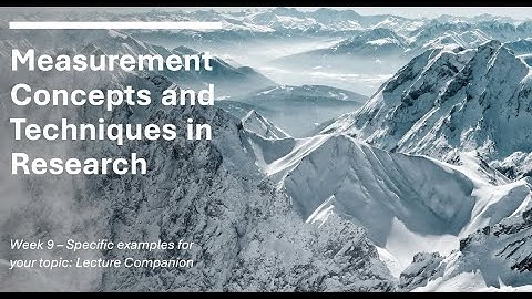 KN 500  Measurement Concepts and Techniques in Research: Video Lecture Link
