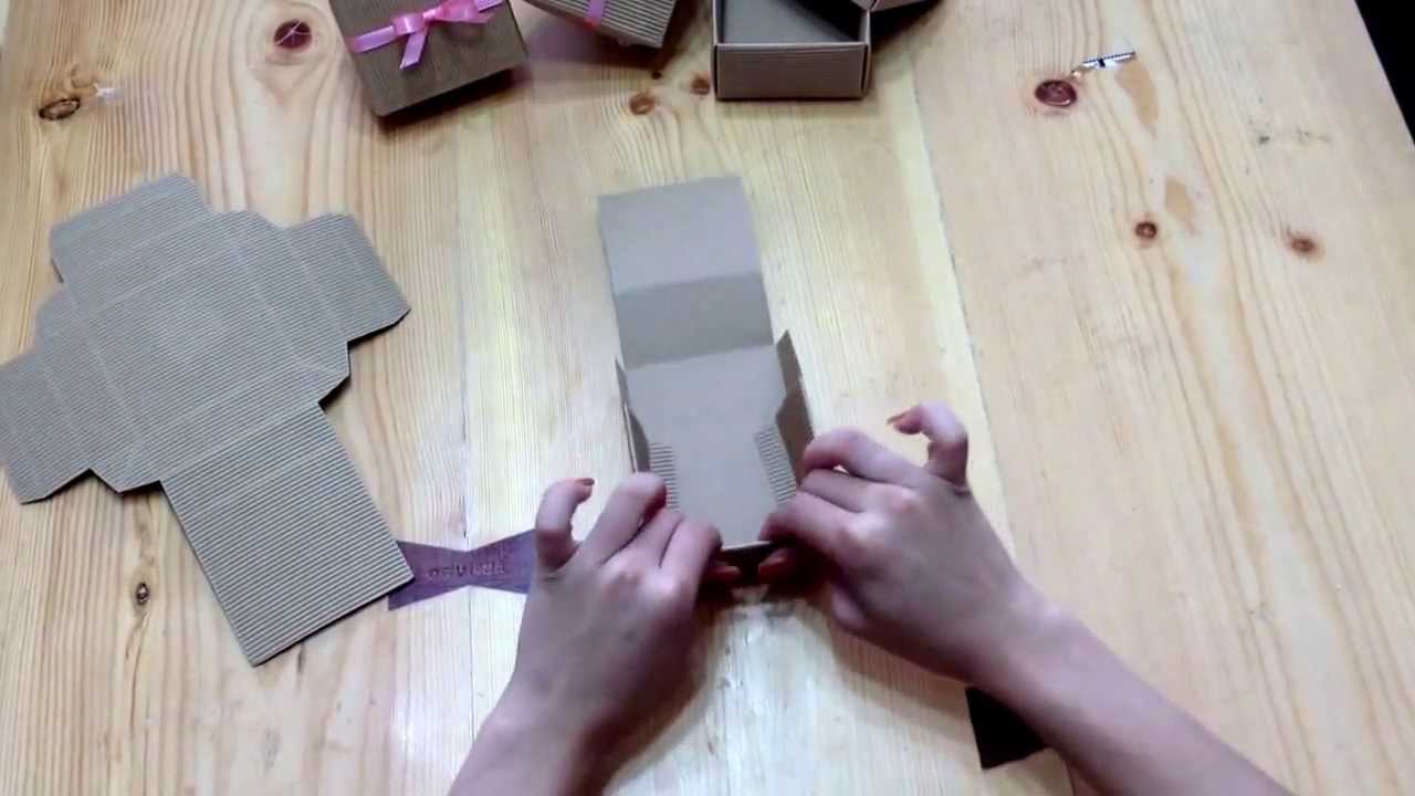 วิธีพับกล่อง กระดาษลูกฟูกน้ำตาล 8x8