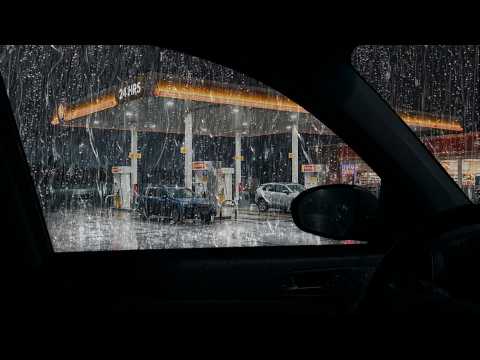 Rain on Car Roof in the Dark Night 🌧️ Powerful Thunderstorm Sounds for Deep Sleep 8 Hours