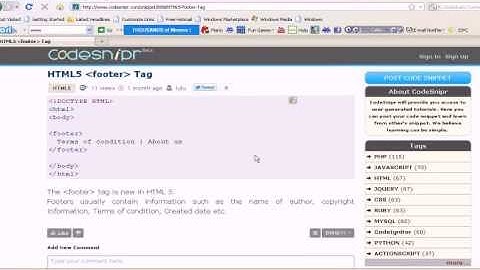 HTML5 Tutorial : HTML5 footer tag