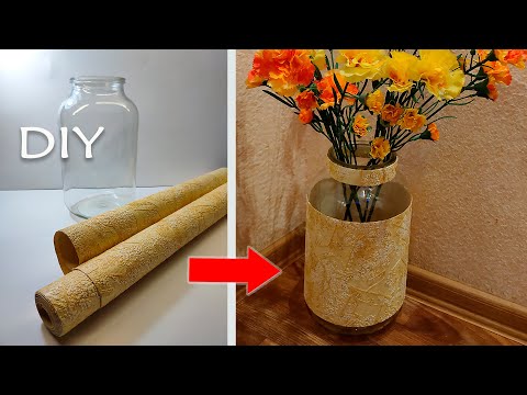 How to make flower vase from glass jar / Home decorating ideas / Homemaking / Lifehaki @LifeKaki