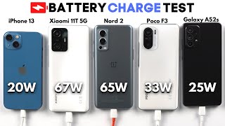 Xiaomi 11T vs OnePlus Nord 2/Poco F3/Galaxy A52S/iPhone 13 Charging Test