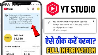 Action required: Accept updated YouTube Partner Programme terms by January 31, 2027 in YT Studio