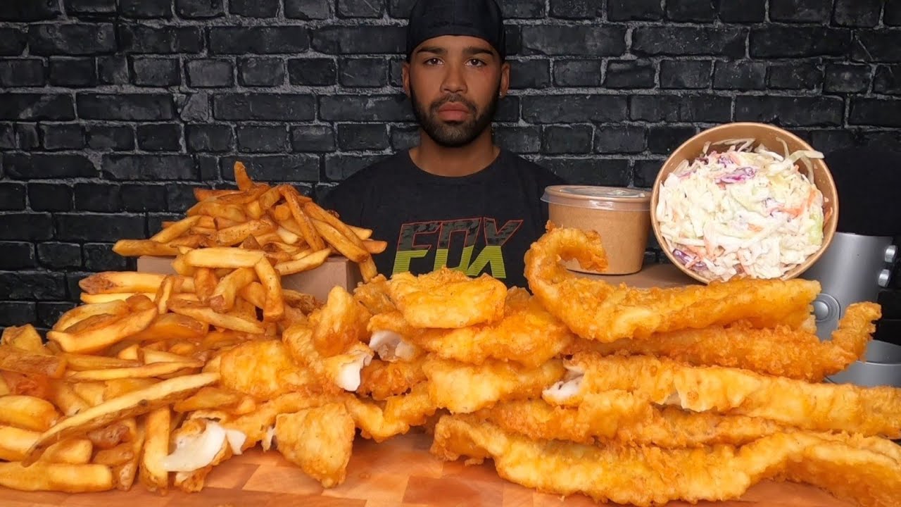 (ASMR NO TALKING) FISH AND CHIPS MUKBANG