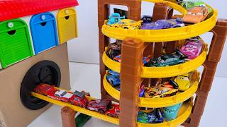 車のおもちゃ☆TAYOガレージ&スパイラルコース☆We raced the toy car that came out of the TAYO garage along a spiral track