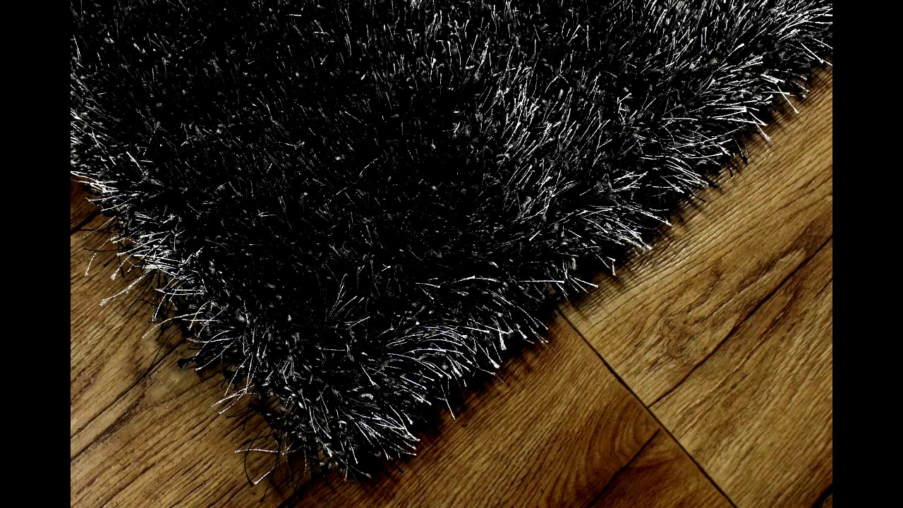 Sensatioins Black Shaggy Rug