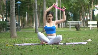 2-Minute Morning Yoga With Resistance Bands Improve Flexibility Outdoors - Mila Daisy