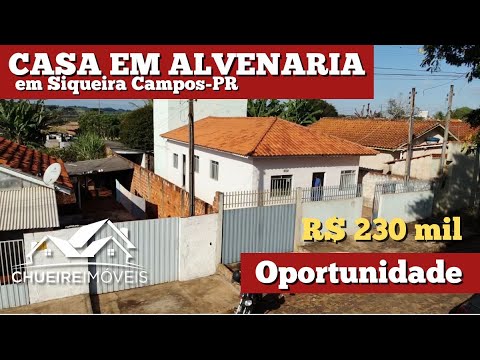 Capa do vídeo (#vendida#) CASA BOA DE ALVENARIA EM SIQUEIRA CAMPOS-PR - R$ 230 MIL