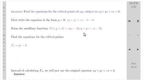 17 07 B Lagrange Multiplier Method Example