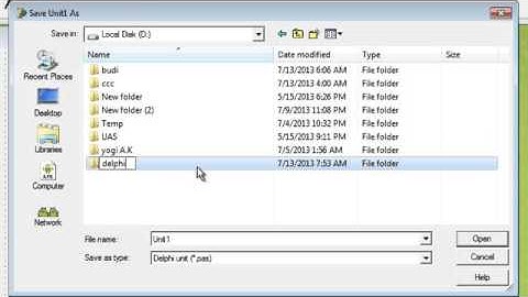 simpan project pada delphi