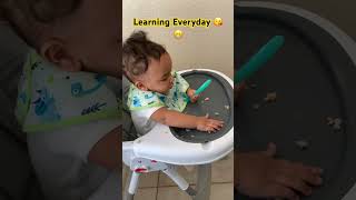 Morning Routine Amari Feeds Himself Oatmeal #viralbaby #viral #cutebaby #baby