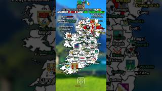 The map of the divisions of Ireland and Northern Ireland and their capitals