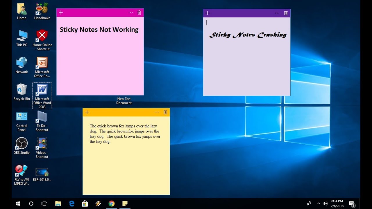 sticky notes shortcut key