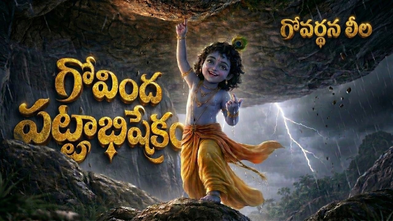 గోవింద నామం ఎలా వచ్చింది ? ఇంద్రుడిని జయించిన బాలకృష్ణుడు | గోవర్ధన లీలా | గోవింద పట్టాభిషేకం