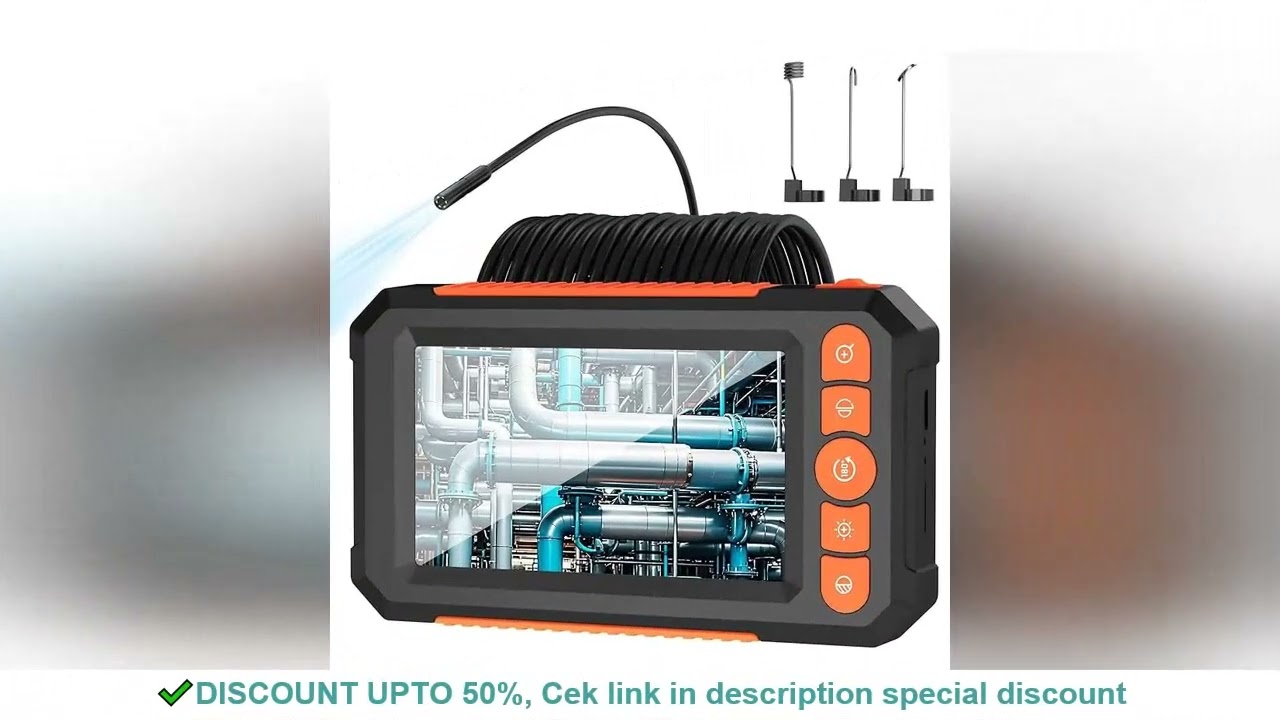 4.3' IPS Screen Endoscope Camera IP67 Waterproof HD1080P Inspection Camera with 8 LED Lights Semi-Ri