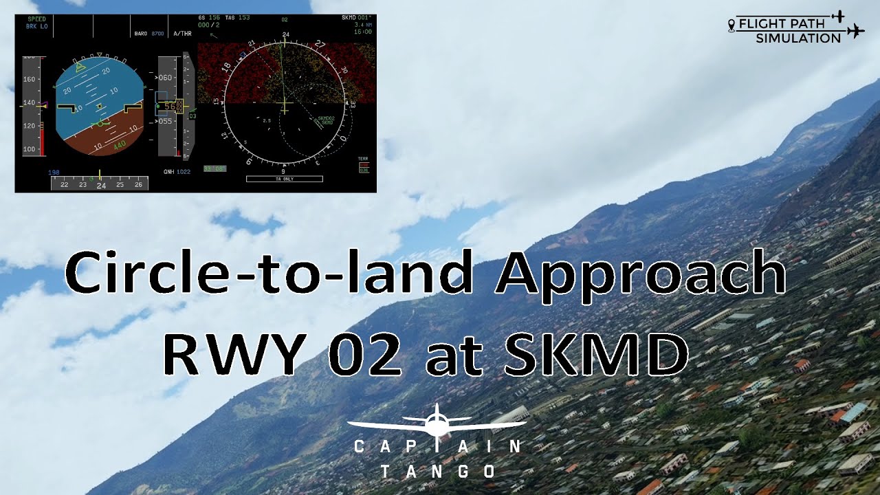 A320 Circle-to-land approach to RWY 02 at SKMD - YouTube