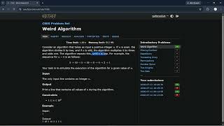 CSES 01 - Weird Algorithm | C++ Solution
