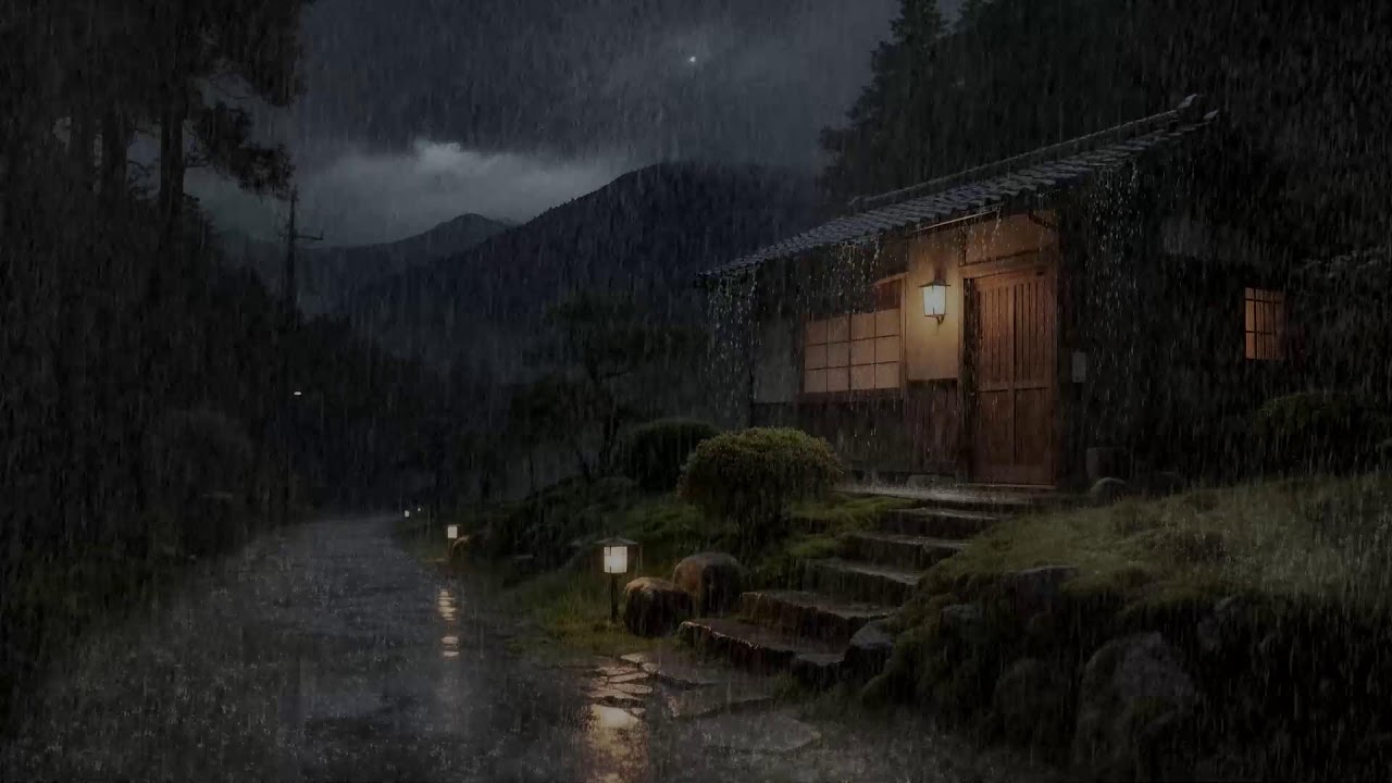 Quiet Recovery Rainfall Around Countryside Cabin for Deep Sleep and Calm