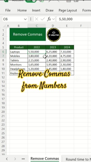 Remove Commas from Numbers‼️ #excel #excelformula #exceltips - YouTube