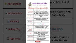 DSSC Group C Recruitment 2026 🔥 | 78 Vacancies | Offline Form | Salary ₹92K #jobtalks4u #shorts DSSC Group C Recruitment 2026 🔥 | 78 Vacancies | Offline Form | Salary ₹92K #jobtalks4u #shorts