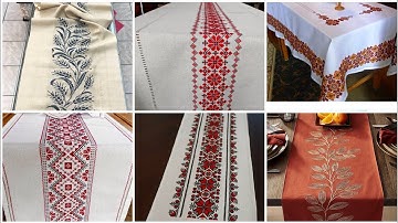 impressive Cross Stitch hand embroidered table runners and table Mats design patterns and