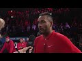 Kyrgios and Sock give an on-court interview after facing Nadal and Tsitsipas | Laver Cup 2019