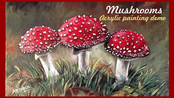 Mushrooms by the tree, Me, acrylic on a 12x16” canvas. :) : r/painting