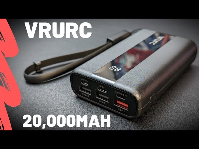 VRURC Batterie Externe 20000mAh USB C Mini Power Bank Charge