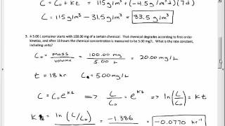 CVE 351 - Class 9 (Kinetics and Gas Transfer) 1 Oct 2015