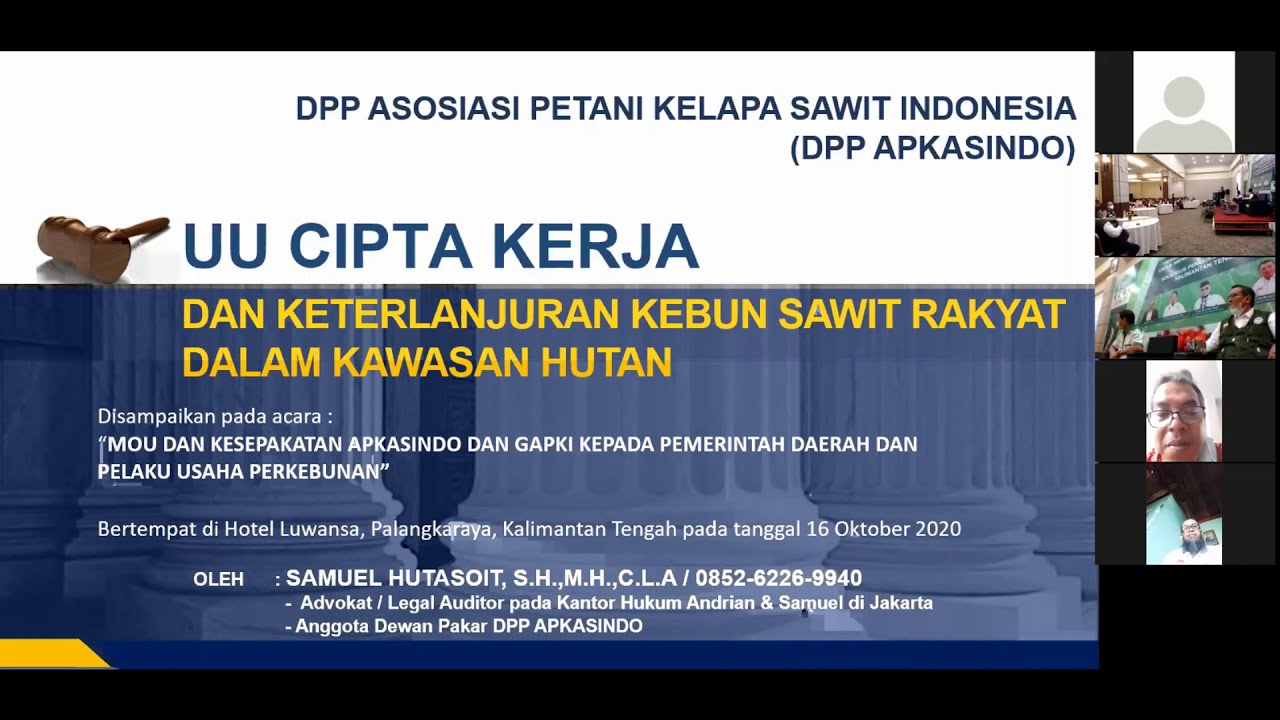 UU Cipta Kerja dan Kebun Sawit Rakyat Dalam Kawasan Hutan - Samuel Hutasoit, S.H., M.H., C.L.A