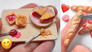 DIY MINIATURE FOOD FOR DOLLHOUSE 🥜🍒| Real FOOD | Strawberrypuffcake