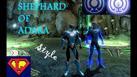 DCUO Shepherd Of Adara (a.k.a. Blue Lantern) & showing Regular and Enhanced Emblems