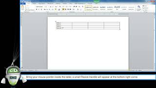 Resizing a Table | Computer Class 6