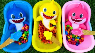 Satisfying ASMR l Magic Bathtubs with Rainbow Kinetic Sand M\&M's \& Skittles Candy Mixing Cutting