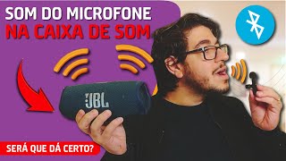 Conectando microfone lapela em uma caixa de som Bluetooth