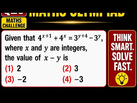 #SIO188 | Maths Olympiad Challenge | Solve Exponential Equation Fast | Integer Solutions Trick |