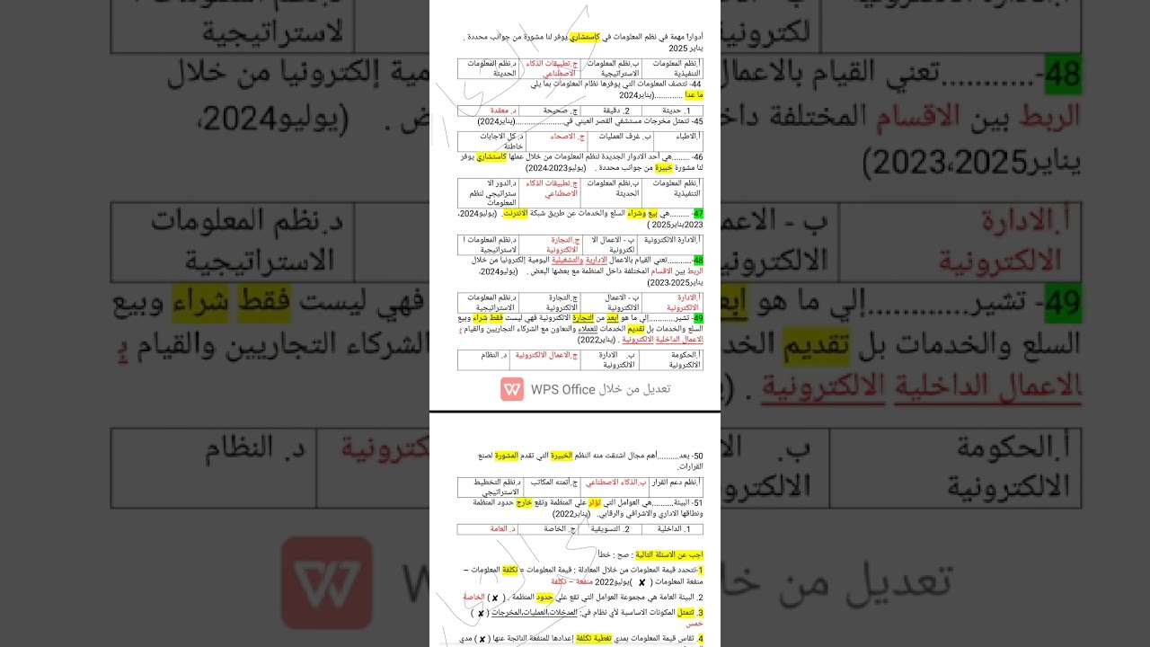 مراجعة نهائية-نظم المعلومات الاداريه -سادس ادارة-يوليو2025 محمد الشعار 01114422895