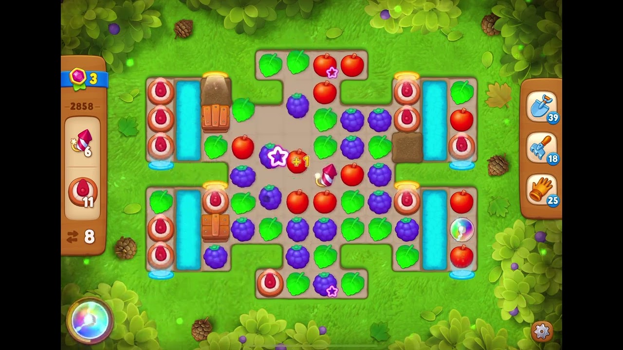 GardenScapes Level 2858 no boosters (16 moves)