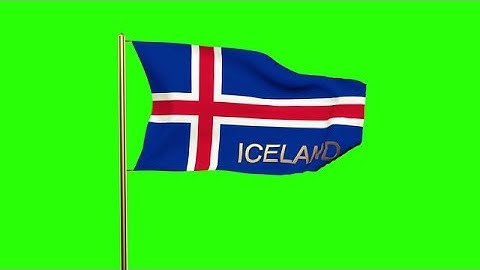 Iceland Flag With Title Waving In The Wind. Looping Sun Rises Style. Animation L Stock Animation