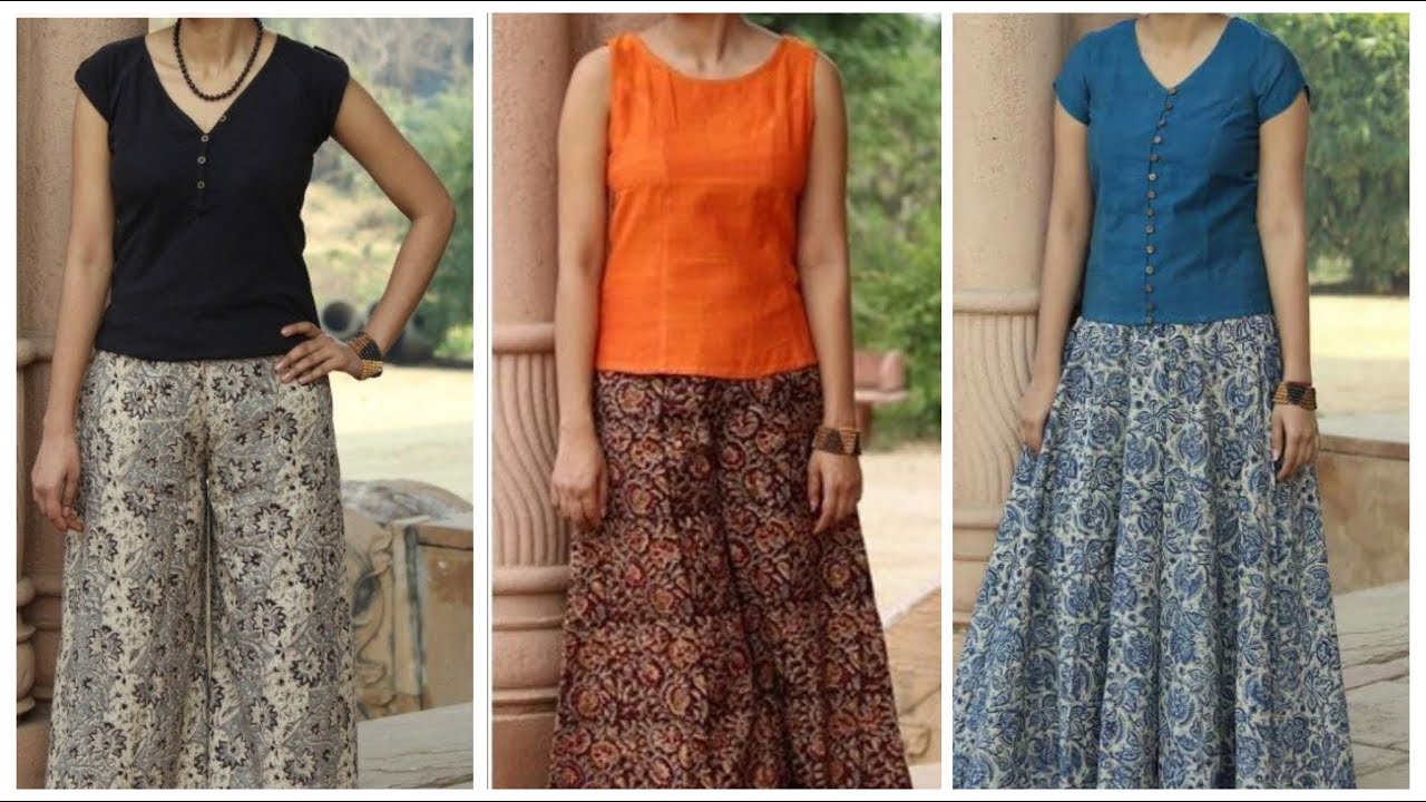 Latest flared palazzo design ideas,palazzo pant with crop top