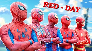 SUPERHERO All Story 2 | What if Team Spiderman One Day Challenge All RED 🕷️🔴?? (Funny, Action)